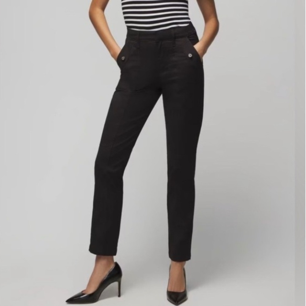 WHBM.. High-Rise Pret-A-Jet Slim Ankle Pants.SIZE: 10R COLOR: Black